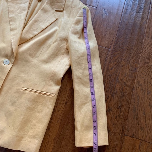 Talbots Yellow Linen‎ Padded Shoulder Blazer - Picture 9 of 14